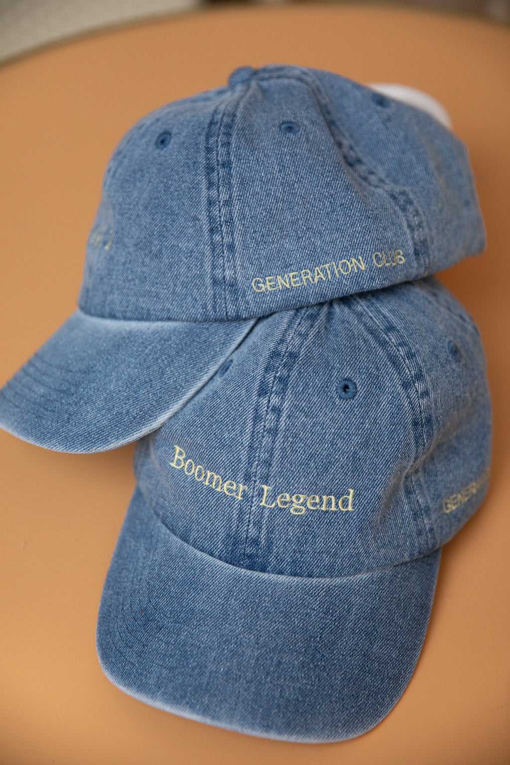 Casquette Jean Premium & Broderie Jaune Beurre – Boomer Legend